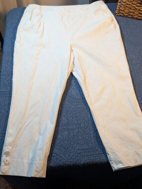 Soft Surroundings Women’s White Ankle Pants Capri Cropped Casual Comfort Size XL